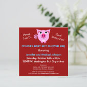 Roze BBQ Couples Baby shower Boy of Neutraal Kaart (Staand voorkant)