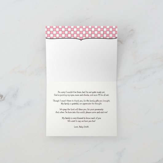 Roze BBQ dank u nota, baby q dank u gedicht Bedankkaart (Binnen)