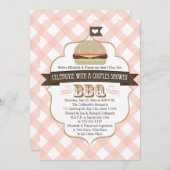 Roze BBQ-paren Wedding Shower-uitnodigingen Kaart (Voorkant / Achterkant)