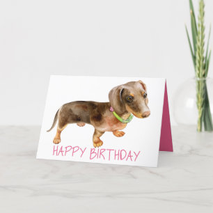 Roze bday Puppy Hondenliefhebber Dachshund Birthda Kaart