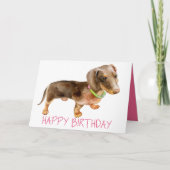 Roze Bday Puppy Hondenliefhebber Teckel Verjaardag Kaart (Voorkant)