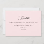 Roze be Mijn Bloemenmeisje Script-uitnodiging Kaart (Achterkant)