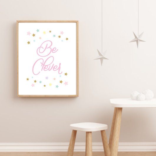 Roze be slimme sterren Kinder Nursery Wall Decor Poster