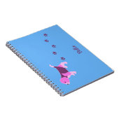 Roze Beagle Dog Art Puppy Pawprint Aangepaste naam Notitieboek (Rechterzijde)