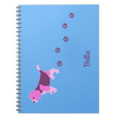 Roze Beagle Dog Art Puppy Pawprint Aangepaste naam Notitieboek (Voorkant)