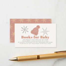 Roze Beanie Meisje Baby shower Boek Aanvraag Informatiekaartje