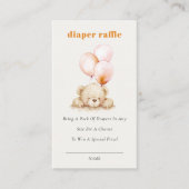 Roze Bearly Wait Ballon Luier Raffle Baby shower Informatiekaartje (Voorkant)