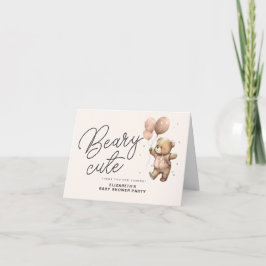 Roze Beary Schattige Baby Shower Bedankkaart