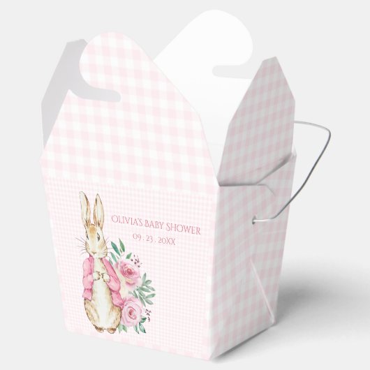 Roze Beatrix Potter Bunny Rabbit Baby shower Bedankdoosjes (Geopend)
