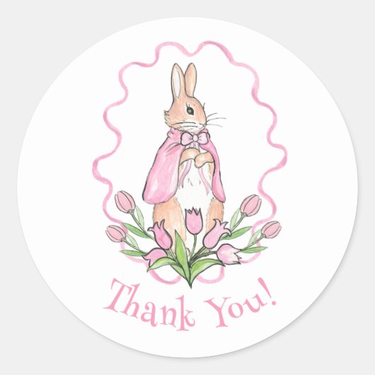 Roze Beatrix Potter dier thema baby shower Ronde Sticker (Voorkant)
