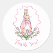 Roze Beatrix Potter Dierenthema Baby Shower Ronde Sticker (Voorkant)