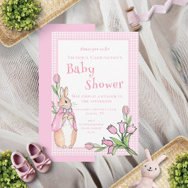 Roze Beatrix Potter Dierlijk Thema Baby shower Kaart