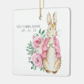 Roze Beatrix Potter Konijn Gepersonaliseerde Baby Keramisch Ornament (Links)