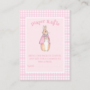 Roze Beatrix Potter Luier Raffle Baby shower Informatiekaartje