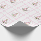 Roze Beatrix Potter Plaid Baby shower Cadeaupapier (Hoek)