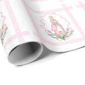 Roze Beatrix Potter Plaid Baby shower Cadeaupapier (Rol Hoek)