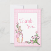 Roze Beatrix Potter Plaid Dierlijk Thema Baby show Bedankkaart (Voorkant)