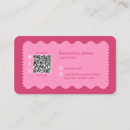 Roze Beauty Lashes QR Code Visitekaartje (Achterkant)