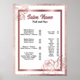 Roze Beauty Nail Salon Prijs Lijst menu Poster