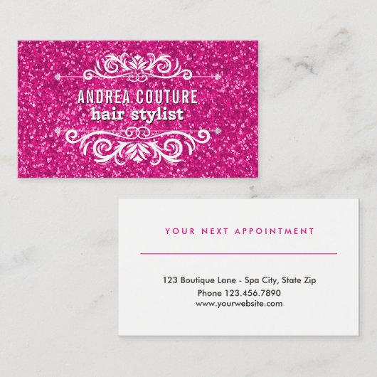 Roze Beauty Salon Benoeming | Hair Stylist Afsprakenkaartje (Voorkant / Achterkant)