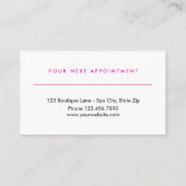 Roze Beauty Salon Benoeming | Hair Stylist Afsprakenkaartje (Achterkant)