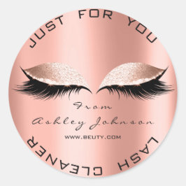 Roze Beauty Salon Glitter SPA Koraal Lash Cleaner Ronde Sticker
