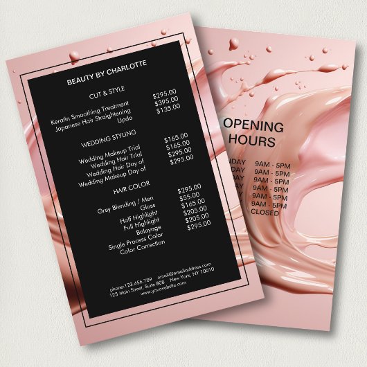 Roze Beauty Salon Prijslijst Flyer