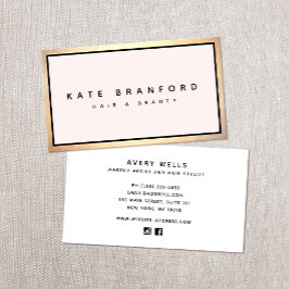 Roze Beauty Salon Professional Gold Border Visitekaartje