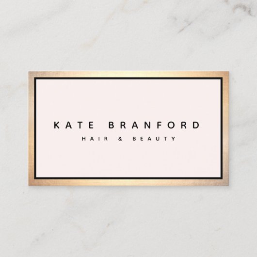 Roze Beauty Salon Professional Gold Border Visitekaartje (Voorkant)