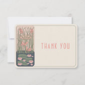 Roze Bedankkaart Belle Epoque Dragonfly Bruiloft Kaart (Voorkant)