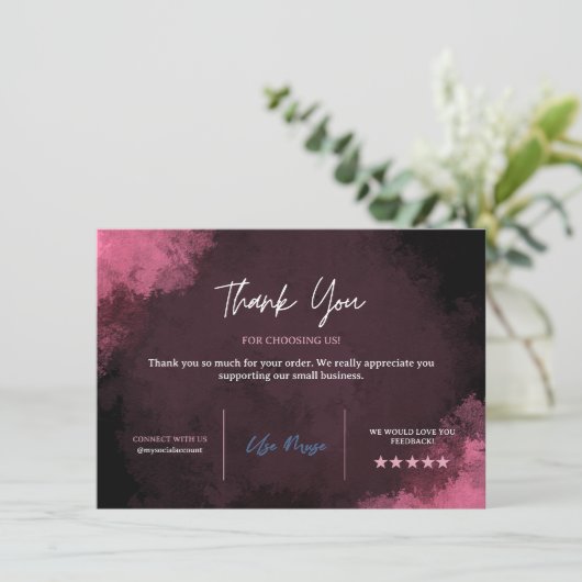 Roze bedankkaart sjabloon, Zakelijke bedankkaart (Staand voorkant)