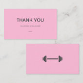 Roze bedankkaartje met Barbell Visitekaartje (Voorkant / Achterkant)