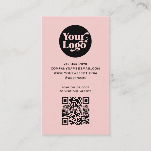 Roze Bedankt Bestel Business Logo QR Code Retail Kortingskaartje (Achterkant)