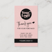 Roze Bedankt Bestel Business Logo QR Code Retail Kortingskaartje (Voorkant)