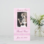 Roze Bedankt Gepersonaliseerd fotokaart (Staand voorkant)