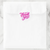 Roze Bedankt Glitter Sticker met Hartjes (Tas)