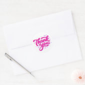Roze Bedankt Glitter Sticker met Hartjes (Envelop)