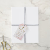Roze Bedankt Gold Cross Girl Eerste Communie Cadeaulabel (Met Touw)