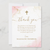 Roze Bedankt Gouden Kruis Meisje Doop (Voorkant)