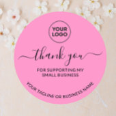 Roze Bedankt Klein Zakelijk Logo Ronde Sticker