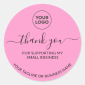 Roze Bedankt Klein Zakelijk Logo Ronde Sticker (Voorkant)