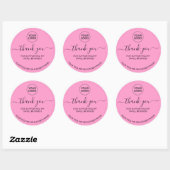 Roze Bedankt Klein Zakelijk Logo Ronde Sticker (Vel)