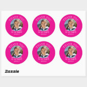 Roze Bedankt Verjaardag Meisje Foto Ronde Sticker (Vel)