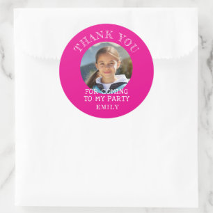 Roze Bedankt Verjaardag Meisje Foto Ronde Sticker