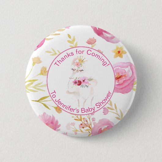 Roze Bedankt voor de persing van Baby shower Ronde Button 5,7 Cm (Voorkant)