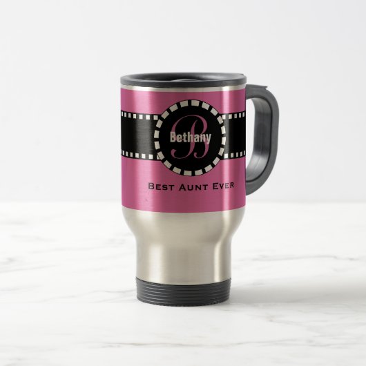 Roze BEDRAG Mok Aangepaste naam Monogram (Voorkant rechts)