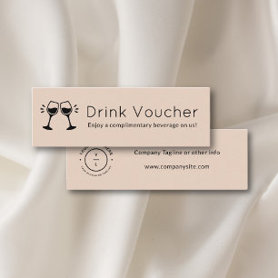 Roze Bedrijf Logo Drink Voucher   Zakelijk eveneme Mini Visitekaartje