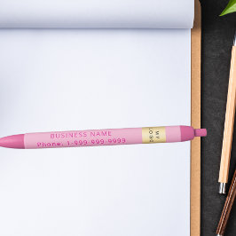 Roze bedrijf logo naam telefoon zwarte inkt pen