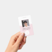 Roze Bedrijf QR Code Foto ID Badge (Handheld)