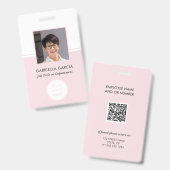 Roze Bedrijf QR Code Foto ID Badge (Voor- en achterkant)